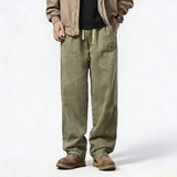 AIDASE  -  Spring Autumn American New Fashion Men's Solid Color Loose Casual Trendy Daily Basic Straight Outdoor Cargo Trousers Male Pants aidase-shop