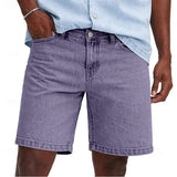 AIDASE  -  Mens Vintage Washed Denim Shorts Casual Straight Streetwear Shorts Breathable Summer Solid Zipper Fly Daily Knee Length Jean Man aidase-shop