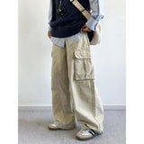 AIDASE  -  Retro Japanese Sle Casual Pants with kets for Men And Women Autumn New Sle Waed out Loose Fit Straight Leg Trousers aidase-shop