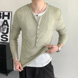 AIDASE  -  Summer Fashion Trendy Elastic Slim Fit Design Long Sleeved 2025 Korea Fashion Round Neck Luxury Male Tops aidase-shop
