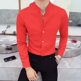 Aidase New Style Male Casual Dress Spring Long Sleeve Shirts/Men's High Quality Stand Collar Business Shirts/Plus Size S-5XL aidase-shop