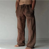 Aidase Vintage Men Cotton Linen Pants Drawstring Elastic Oversize Jogger Hip Hop Print Long Trousers Spring Summer New casual pants