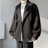 AIDASE  -  Autumn Winter Youthful Vitality Woolen Coats Men Loose Casual Turn Down Collar Outwear Male Fashion Double Breasted Short Jacket aidase-shop