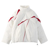 Aidase Irregular Color Block Stand Collar Parkas Men High Street Diagonal Zipper Bubble Puffer Coats Hip Hop Fold Padded Jackets Unisex aidase-shop