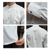 AIDASE  -  Solid Color Men's Stand Collar Long Sleeve Shirt, 2025 Spring Coat, Daily Urban Top.M-4XL aidase-shop