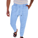 AIDASE  -  New European and American Autumn New Thin Casual Lace-up New Men's Cotton Linen Drawstring Straight Trousers aidase-shop