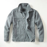 AIDASE  -  Spring Men's Classic American Retro Denim Jacket Tough Guy Loose Motorcycle Workwear Jean Coats Lapel Top 100% Cotton Outwear aidase-shop