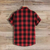 AIDASE  -  New Men's Casual Plaid Short Sleeve Turn-down Collar Cardigan Shirt Breathable Versatile Half Sleeve aidase-shop