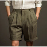 AIDASE  -  Men's Summer Short Pants Comfortable Breathable Pleated Five-Quarter Length Cotton Street Style Loose Fit Men's Clothing aidase-shop