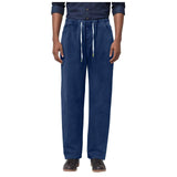 AIDASE  -  Men Casual Long Pants Men'S Fit Straight Leg Elastic Waist Jeans With Drawstring Work Commute Pantalon Zippé Entrejambe Homme aidase-shop