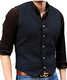 Aidase Men's Suit Vest V Neck Herringbone Tweed Business Waistcoat For Wedding Men Vests Groomman Clothing Jacket Victorian Steampunk aidase-shop