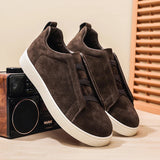 AIDASE  -  Spring men's thick soled board shoes high-quality suede leather casual sports shoes comfortable and fashionable low top shoes aidase-shop