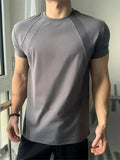 AIDASE  -  Muscle-Building Boxy ort-Sve T-irt for Men American Sle Small Collar Fitn Decosition f Sve aidase-shop