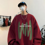 AIDASE  -  8-Colour Round Collar Solid Colour Men's Sweatshirt Graffiti Printing Korean Style Loose Sweatshirt Casual Men's Pullover aidase-shop