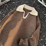 AIDASE  -  Spring Autumn New Casual Mens Sweater Polo Shirts Long Sleeve Patchwork Turn-down Collar Jumper Tops Men Knitting Sweaters aidase-shop