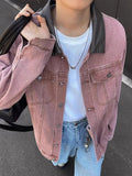 AIDASE  -  Casual Long Sleeve Leather Collar Outerwear Men Vintage Patchwork Buttoned Lapel Denim Coats Mens Spring Fall Fashion Outerwear aidase-shop