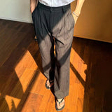 AIDASE  -  Spring Summer Men Pinstripe Pants High Waist Wide Leg Relaxed Fit Casual Office Trousers aidase-shop
