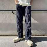 Aidase Mens Casual Pleated Straight Pants Genderless 2024 Summer New Arrival Fashion Personalized Solid Color Versatile Pants Unisex aidase-shop