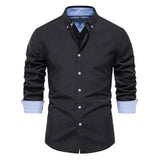 AIDASE  -  Men's Slim Fit Casual Shirt Autumn New Style Fashionable Solid Color Long Sleeve Top Versatile Male Apparel aidase-shop