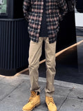 AIDASE  -  Slim Straight Casual Pants for Men in Military een Vintage Logging Workwear Sle Yellow  Boots Matching Autumn Cotton aidase-shop