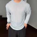 AIDASE  -  Summer New Men's Translucent Solid Color Thin Long-Sleeved T-Shirt Casual Fashion Trend Loose Breathable Niche Men's Tops aidase-shop