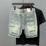 Aidase Male Denim Shorts Oversize Big Size Retro With Text Men's Short Jeans Pants Cut Cowboy Korean Fashion Jorts Sale Vintage aidase-shop
