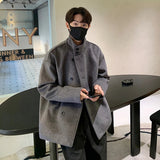 AIDASE  -  Fall and Winter New High-neck Wool Jacket, Thickened and Warm Solid Color Men's Coat, Stylish and Versatile Windproof Coat.