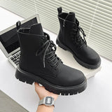 Aidase Autumn Men Japan Karajuku Korean Style Fashion High Top Streetwear Thick Platform Boots Casual Leather Shoes Male Lace Up Shoes aidase-shop