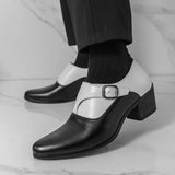 AIDASE  -  Men's High Heel Leather Shoes 5cm Pointed Toe Business Formal Shoes Trendy Hairstylist Style Casual round Toe Leather Shoes aidase-shop