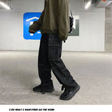 AIDASE  -  Autumn Cargo jeans men Wide Leg Denim pants Loose Jeans Straight Baggy Men's Jeans hip hop Streetwear Neutral denim Trousers aidase-shop