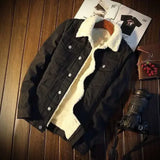Aidase Denim Jackets Man Padding with Sheep Jeans Coat for Men Padded Wool Black Warm Slim Fit Lxury Low Cost One Piece Fashion Casual aidase-shop