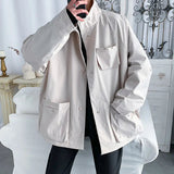 AIDASE  -  American New Simple Workwear Black Jacket Men Trendy Handsome Loose Korean Streetwear Versatile Large Size Student Jacket aidase-shop