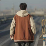 Aidase Japanese Casual Men 2-piece College Letter Printed Hooded Jacket+oversized Multi Pocket Wide Leg Pants Set Fashion Couple Suits aidase-shop