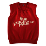 Aidase Alphabet Solid Pattern Men's V-Neck Sweater Daily Versatile Sleeveless Knit Sweater Fashion Simple Jacquard Design Sweater Vest aidase-shop