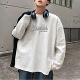 AIDASE  -  New Spring and Autumn Printed Trendy Hong Kong Style Loose Casual Korean Version with White Background Student T-shirt aidase-shop