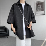 Aidase White/Black Men Shirt Texture Lapel Short Sleeve Korean Casual Shirts 2024 High Quality Streetwear Summer Leisure Men Clothing