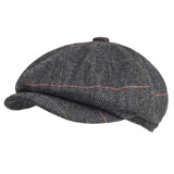 AIDASE  -  Autumn Winter Thick Warm Wool Herringbone Newsboy Cap Men Cabbie Beret Hats Octagonal Hat Detective Hats Retro Driver Flat Caps aidase-shop