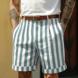 AIDASE  -  Seaside Beach Vintage Striped Shorts Mens Casual Loose Straight Shorts Spring Summer Daily Leisure Breathable Men Bottoms aidase-shop