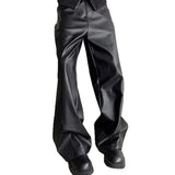 AIDASE  -  American Retro PU Leather Pants Men Loose High-End Vibe Straight Leg Wide Leg Draped Floor-Length Pants Matte Casual Trousers aidase-shop