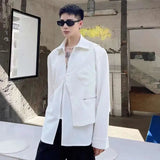AIDASE  -  Men's Long Sleeves Shirts New Korean Solid Color Trendy Casual Shoulder Pads Zipper Design Male Loose Shirts Spring aidase-shop