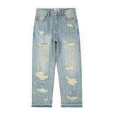 Aidase Washed Blue Oversized Torn Jeans for Men Streetwear Hip Hop Large Destroyed Wide Leg Jeans Baggy Straight Ripped Denim Pants aidase-shop