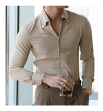 Aidase Men's Italian Collar Shirt, Wrinkle-free, Casual, Fashionable, Slim-fit with A Lapel Design, Branded Clothing, Youth, New aidase-shop