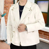 Aidase High Quality European Men Slim Jacket Fall Winter Men Lapel  Coat Male Punk Faux Leather Jacket For Men Motorcycle Clothes aidase-shop