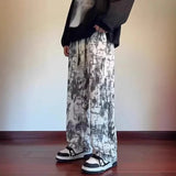 AIDASE  -  American Washed Tie Dye High Street Casual Pants Loose Straight Leg Long Trousers Men Women New Fashion Spring Autumn Versatile