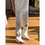 AIDASE  -  Floral Embroidery Men Spring American Casual Sports Straight Pants aidase-shop