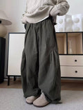 AIDASE  -  Unsiex Wide Leg Pants Japanese Vintage Loose Pleated Cargo Pants For Men Women Casual Elastic Waist Cityboy Versatile Pants aidase-shop