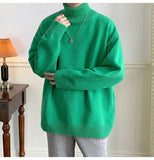 AIDASE  -  Men's High Ne Knitted Sweater Pure Color Loose Fit Winter Warm Trendy Hong Kong Sle Underwear Casual Long Sve Top aidase-shop