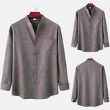 AIDASE  -  Loose Wrinkle-Free Men'S Streetwear Shirt Male Summer Casual Solid Shirt Long Sleeve Stand Shirt Blouse Tops Ropa De Hombre aidase-shop