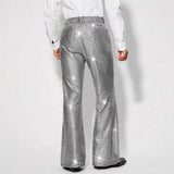 AIDASE  -  Performance Casual Pants Shiny Sequin Plaid Pattern Evening Show Off-Waist Dressing Bottoms Men's Fashion aidase-shop