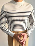 AIDASE  -  Autumn Casual Mens Knit T Shirts Long Sleeve Crew Neck Vintage Jumpers For Men Stylish Striped Knitted Sweaters Tops Male aidase-shop